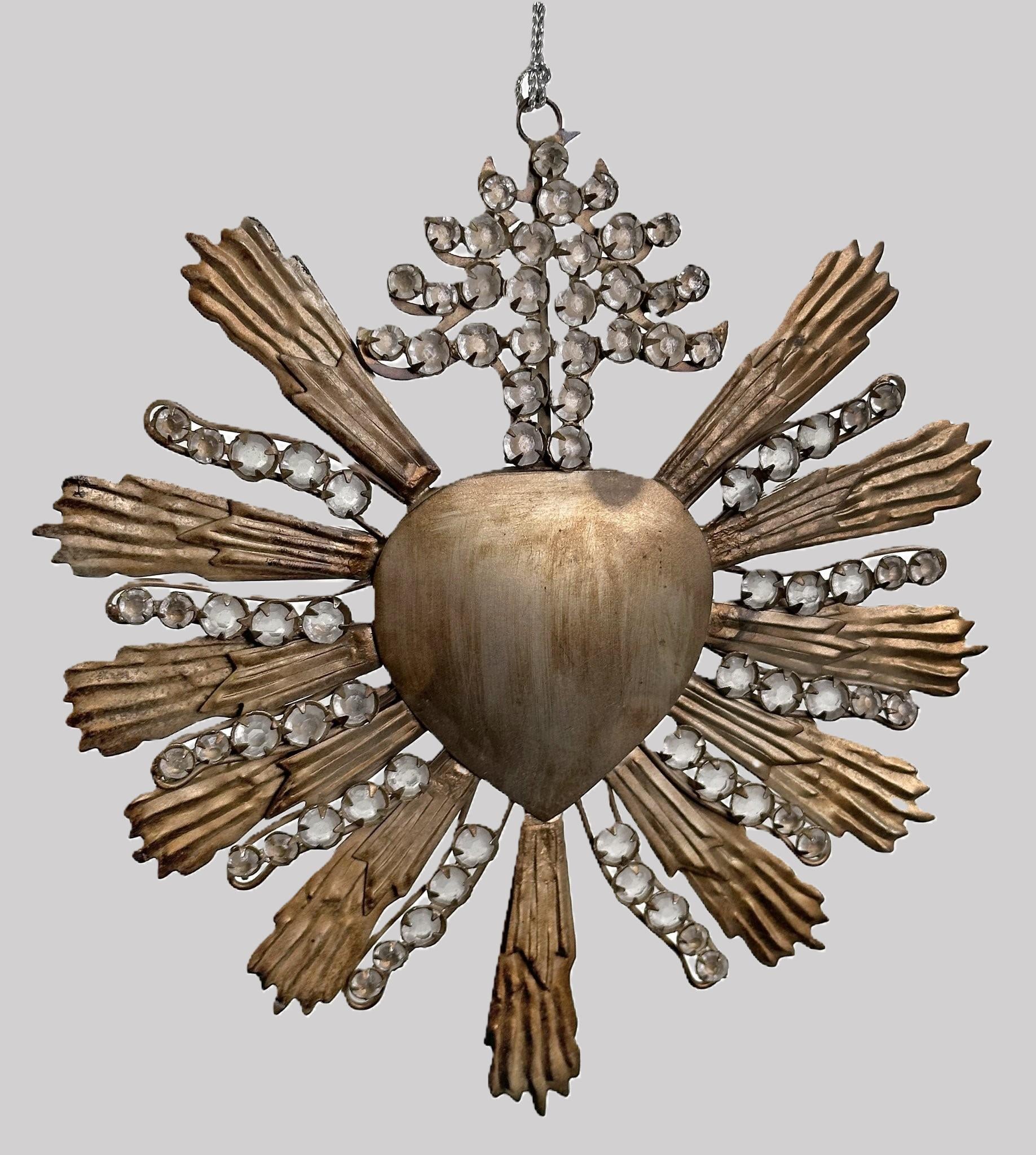 Penduro Coração Metal missangas Vintage 20cm