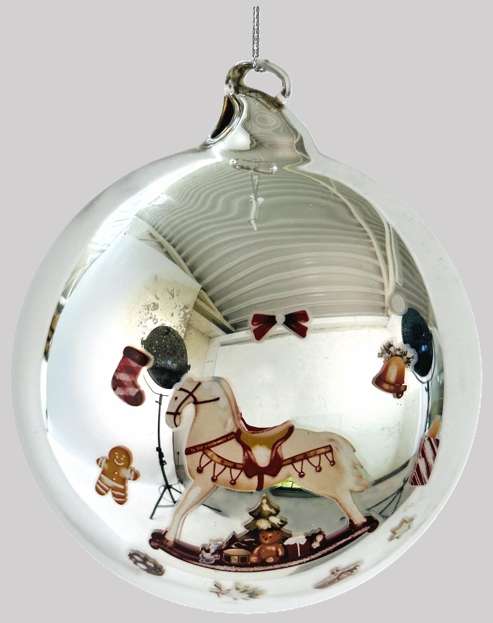 Bola Cavalo Baloiço Prateada Ø10cm