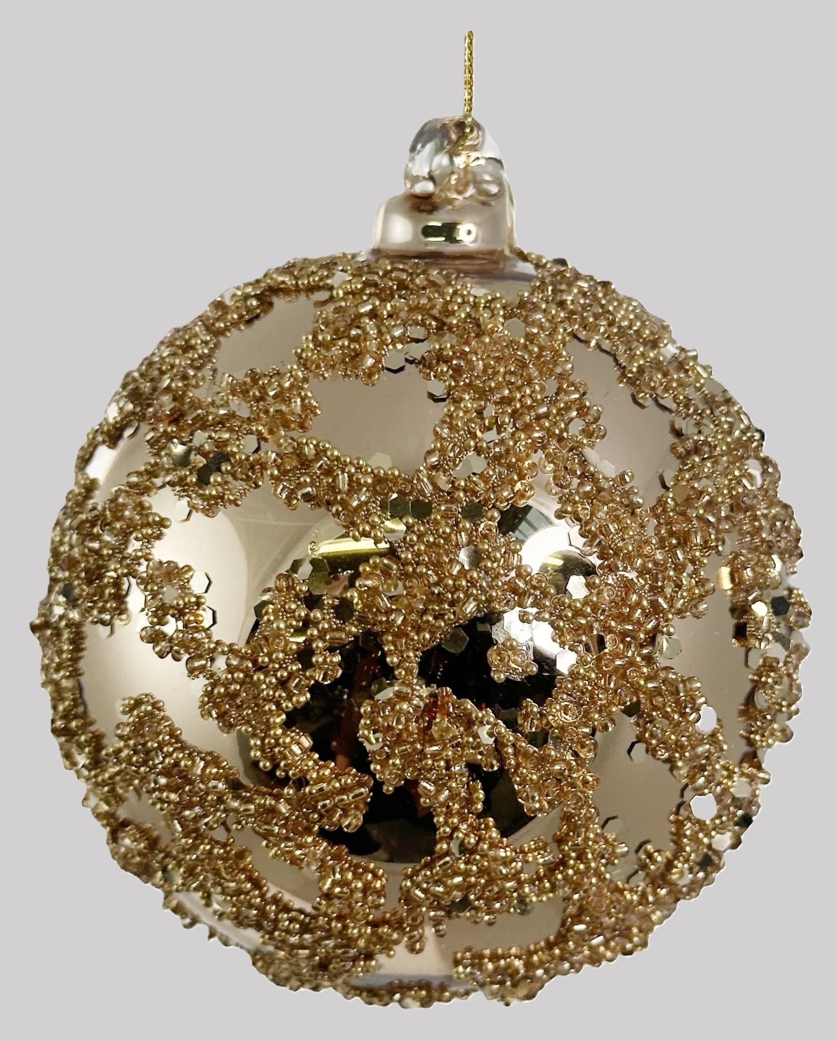 Bola Vidro Beads Douradas Ø10cm