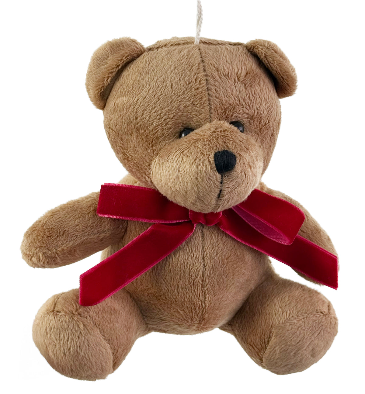 Urso castanho com laço vermelho 15cm