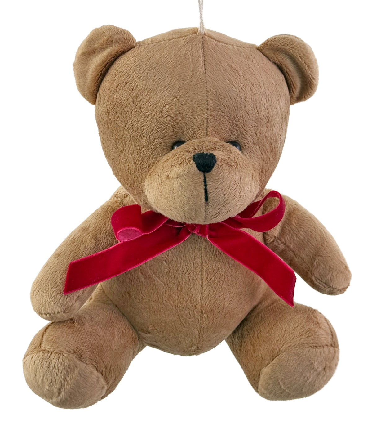 Urso castanho com laço vermelho 23cm