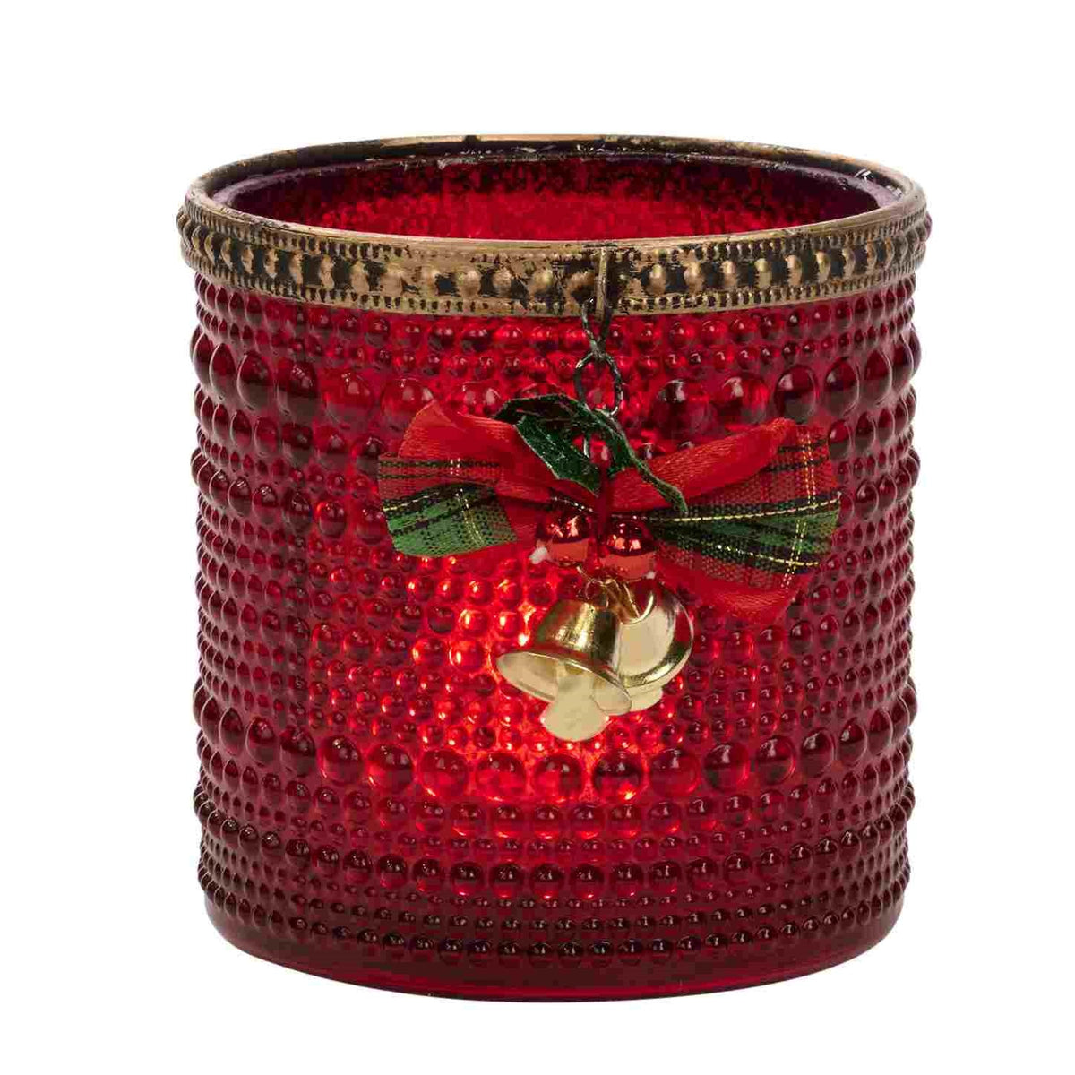 Tealight de Vidro Vermelho Sino 10,5cm