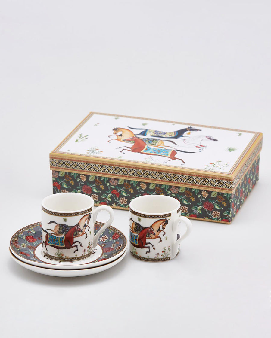 Chávena e Pires de Café Cavalo. Set de 2