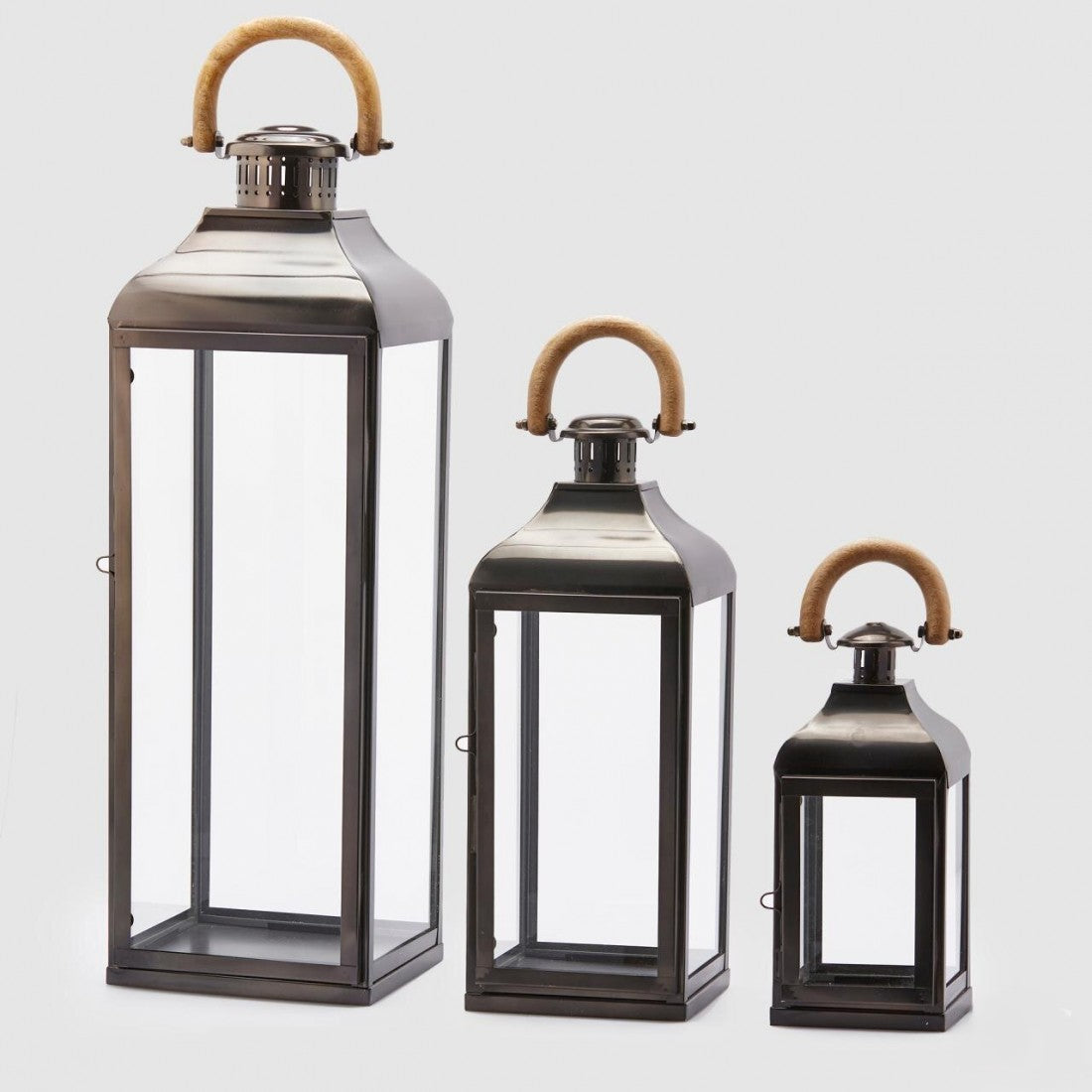 Set 3 Lanternas Pretas 80/55 e 35cm