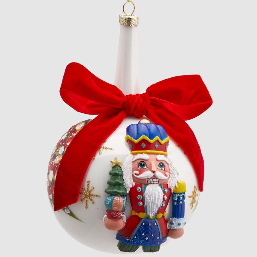 Bola de Vidro Soldado Branca Ø10cm