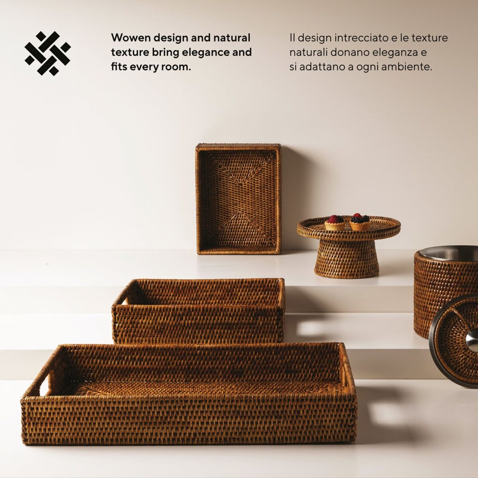 Tabuleiro em Rattan 53x32,5cm