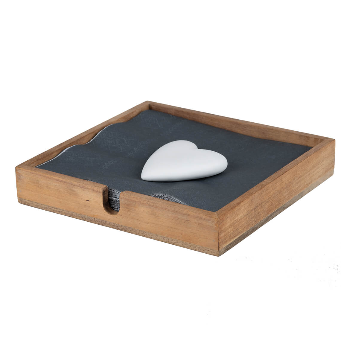 Porta guardanapos em madeira c/ coração