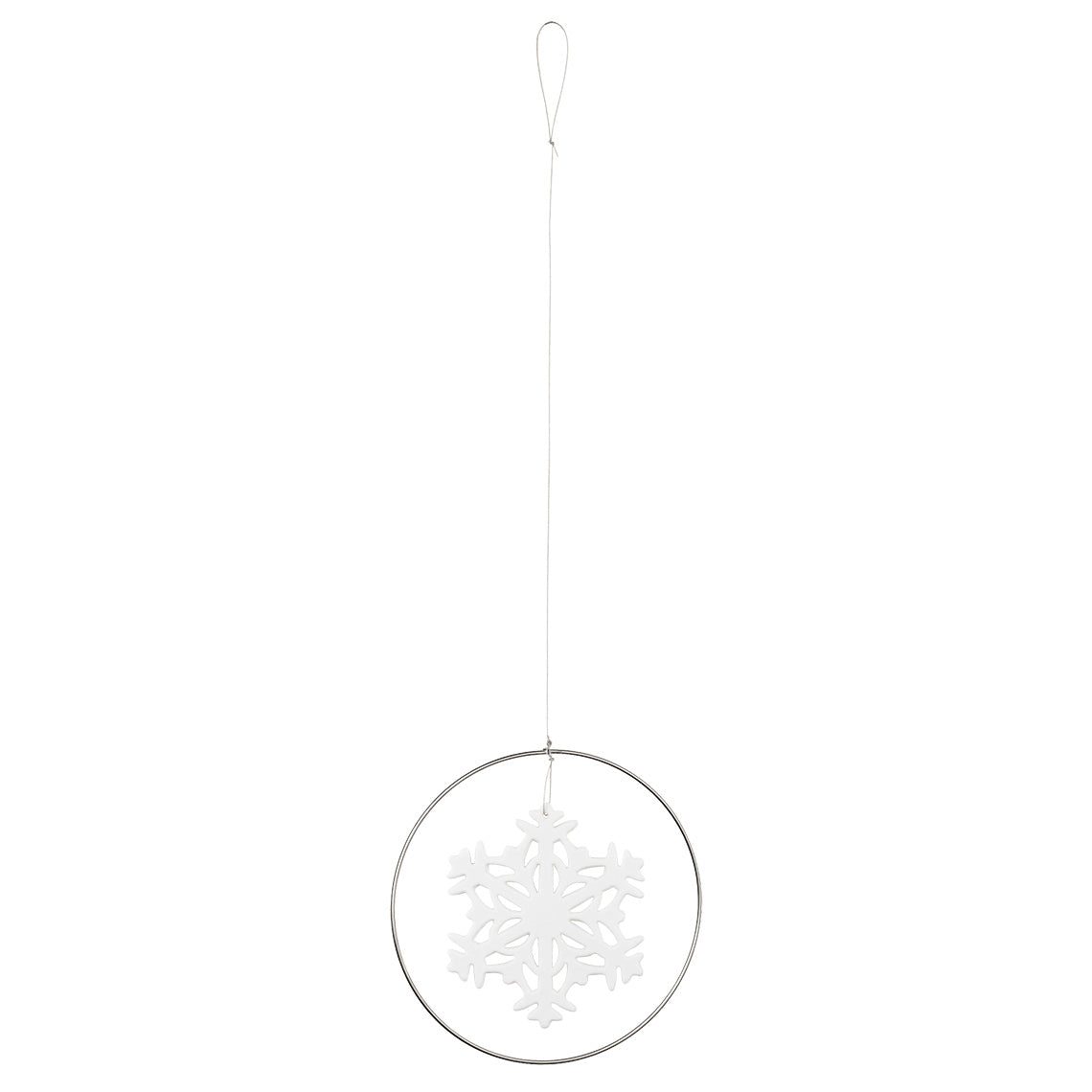 Penduro Floco de Neve Prateado 12cm