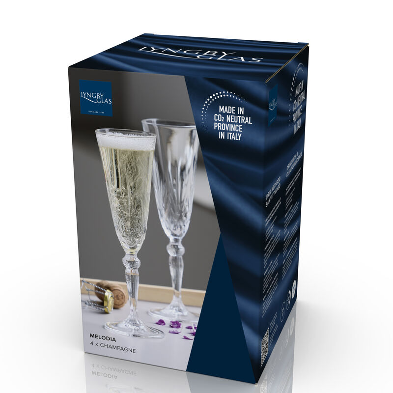 Set 4 Copos de Champagne Melodia Vidro Cristal