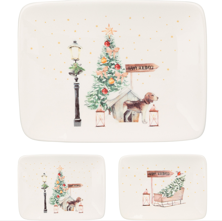 Prato Retangular Natal 20cm