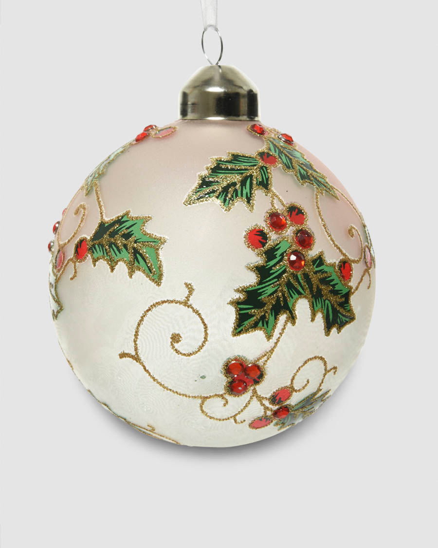 ENFEITE VIDRO BOLA AZEVINHOS NATAL 8Cm