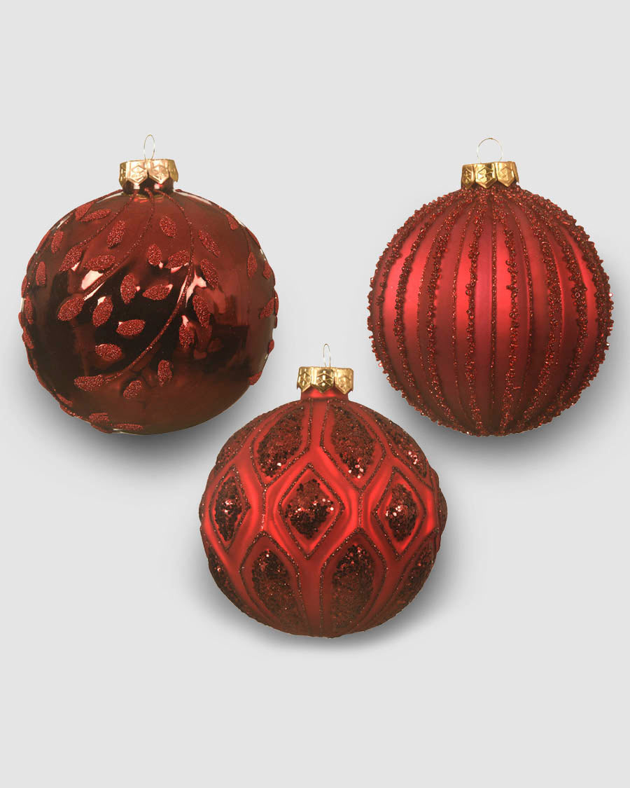Bola De Vidro Vermelha C/Glitter. 1 uni