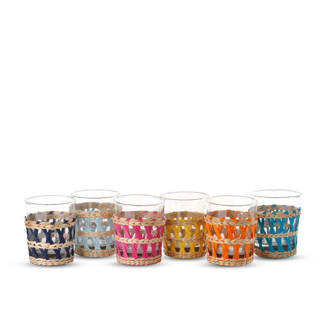 Set de 6 Copos Palhinha Colorida