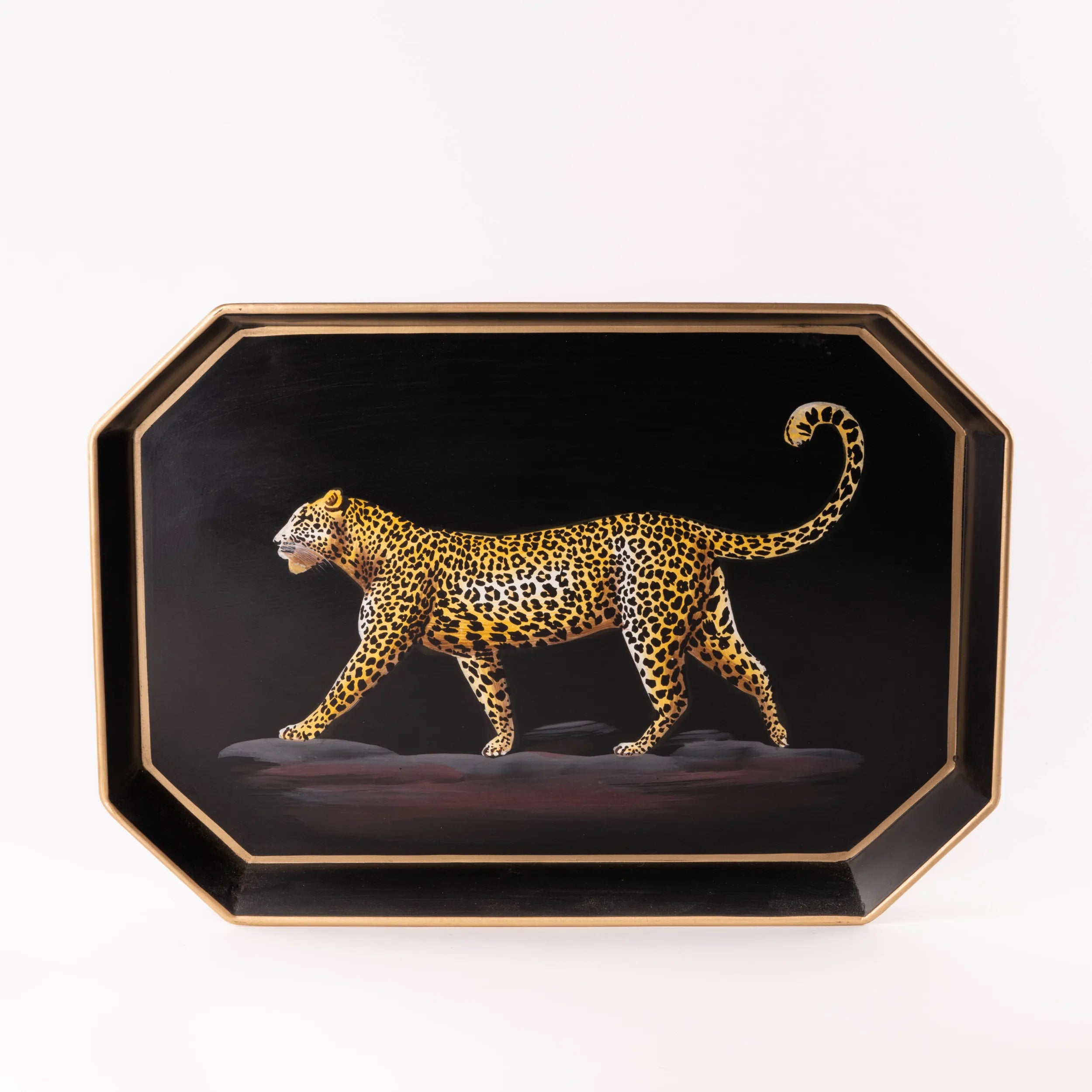 Tabuleiro Preto c/ Leopardo 43x30cm