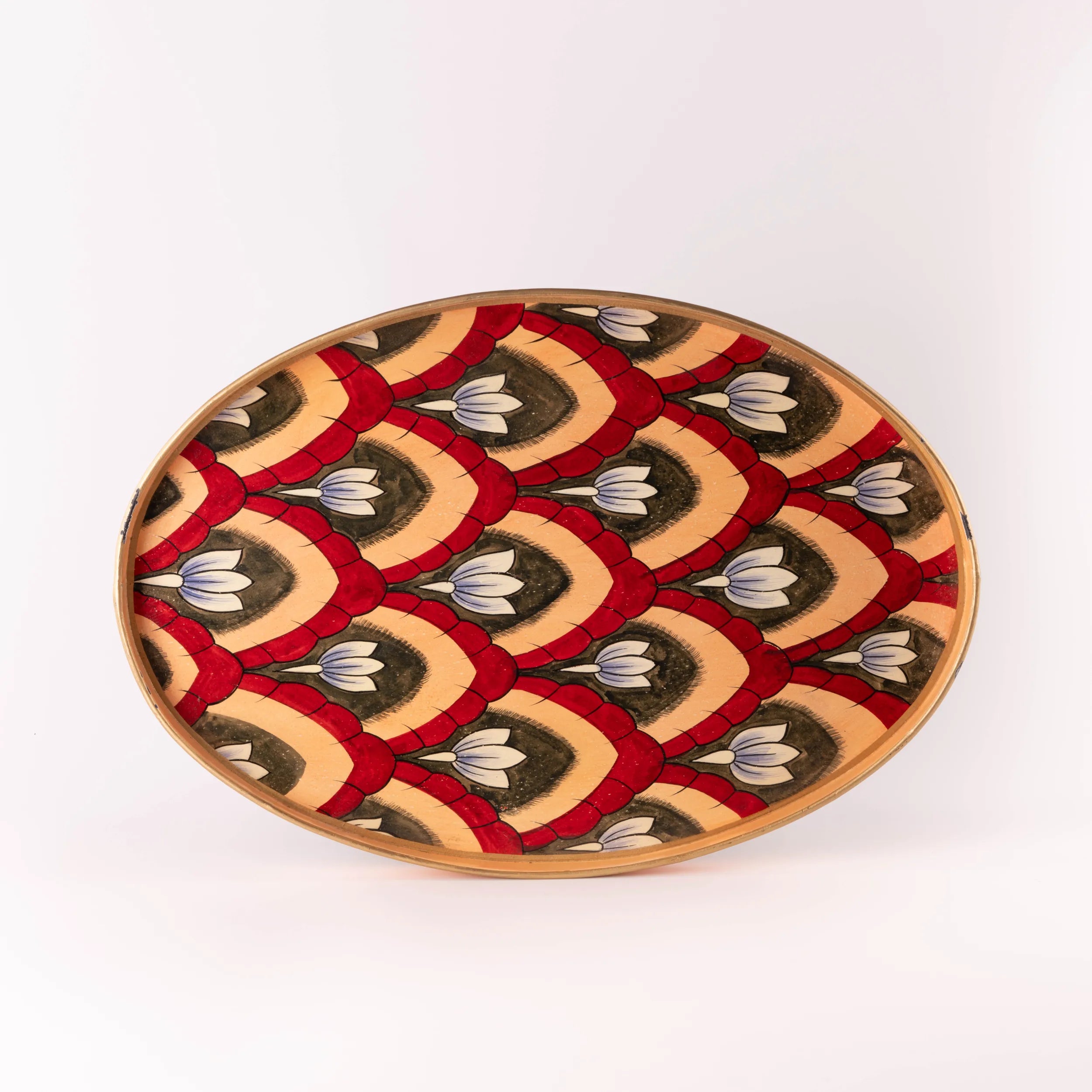 Tabuleiro Oval c/ Flores 48x39cm