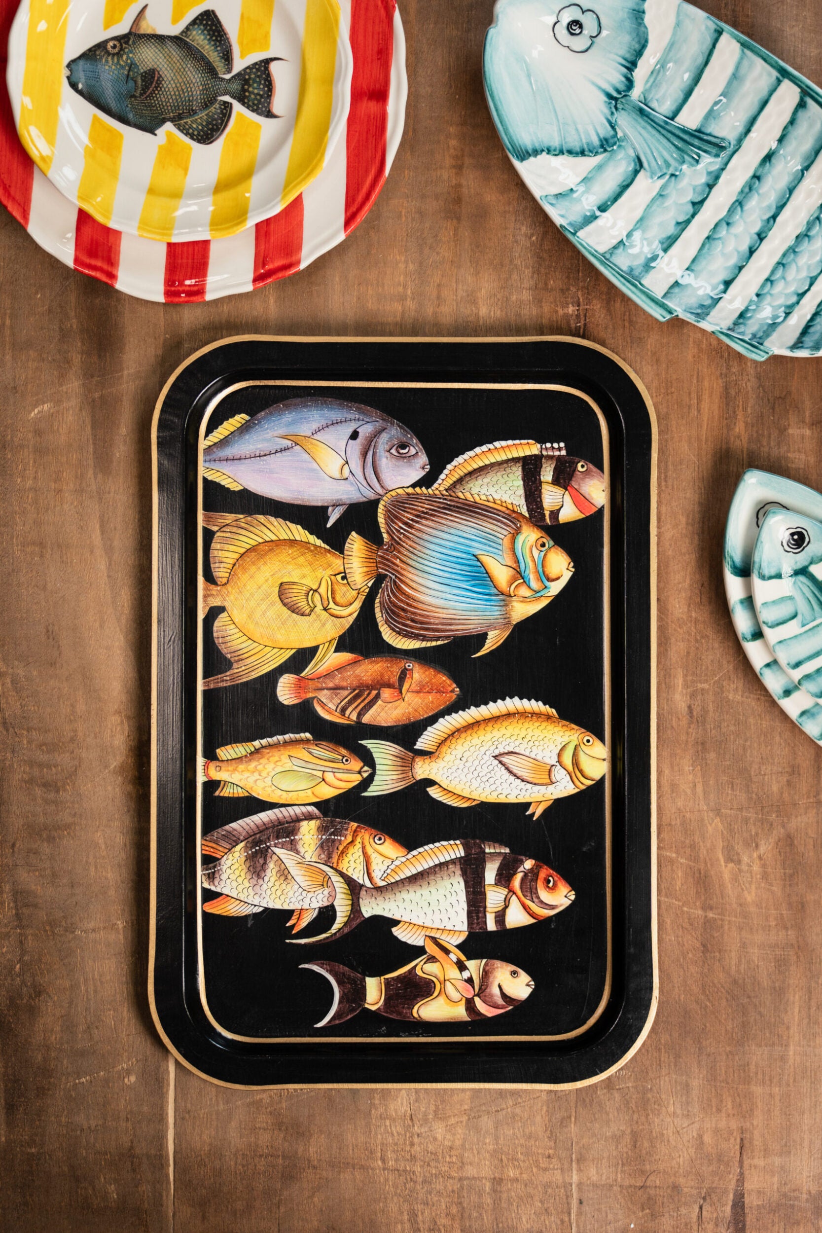 Tabuleiro Rectangular c/ Peixes coloridos 43x30cm