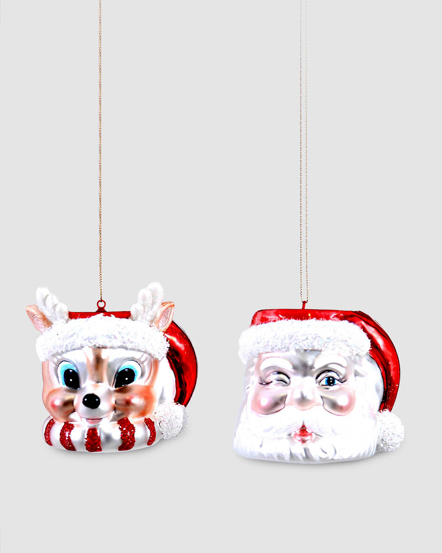 Penduro Pai Natal e Rena 10cm Sortido