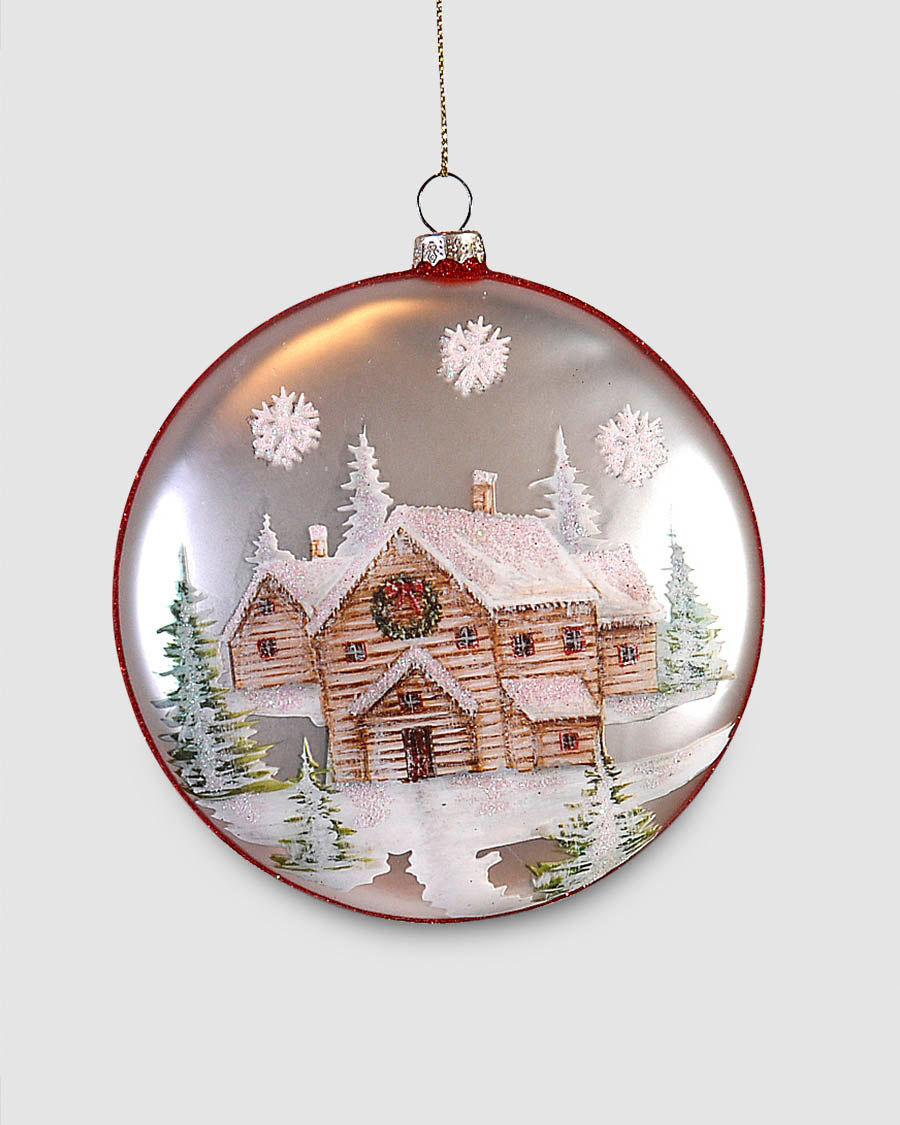 ENFEITE BOLA CASA DE NEVE NATAL 12CM