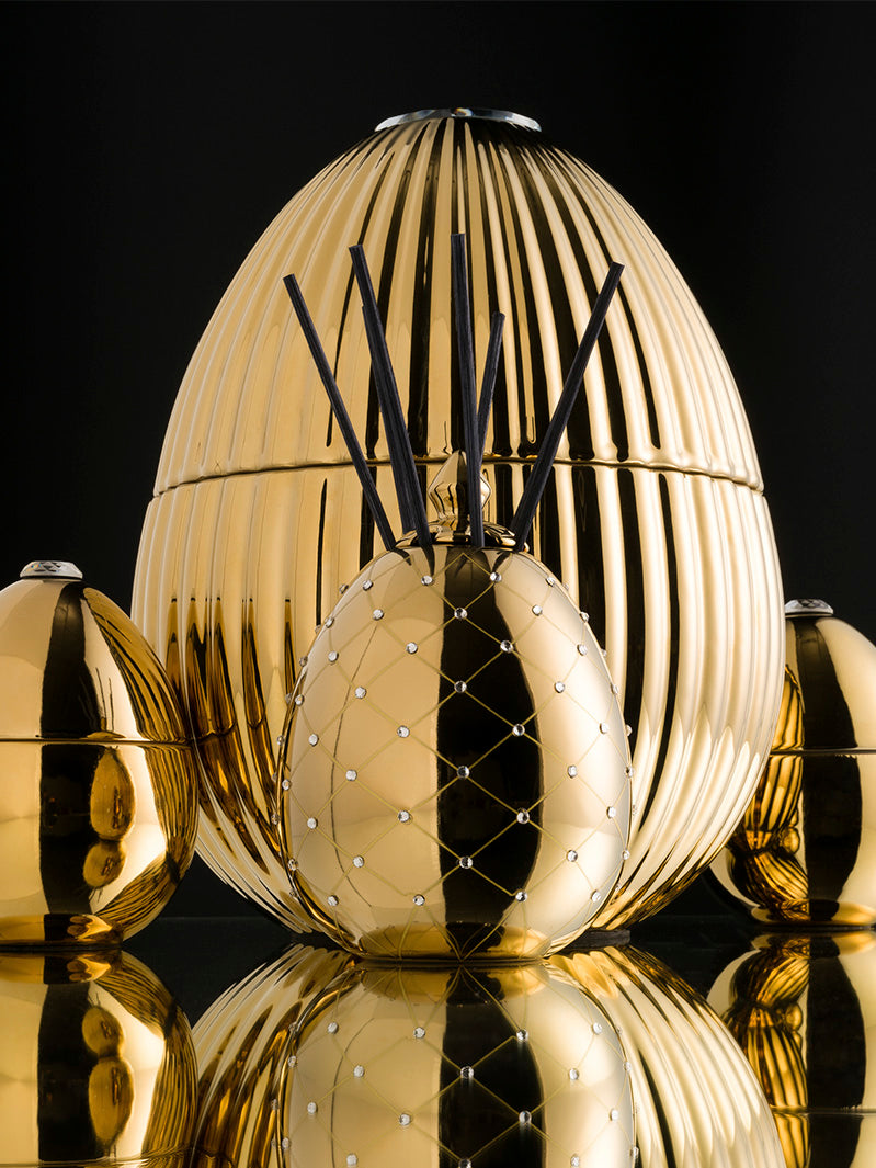 VELA OVO OURO18K E CRISTAIS