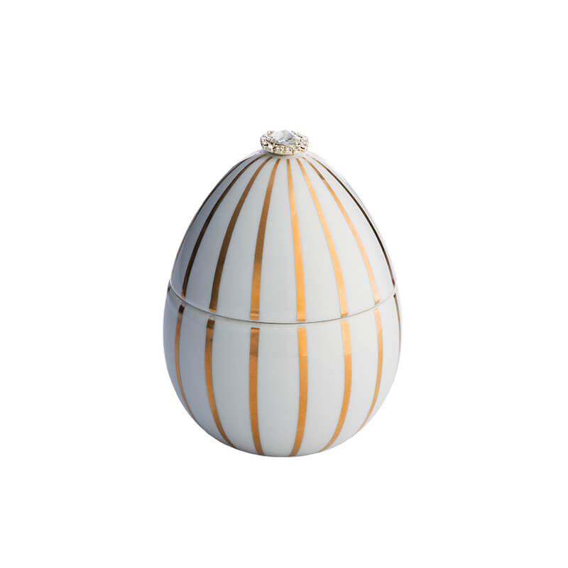 VELA OVO BRANCO RISCAS OURO18K