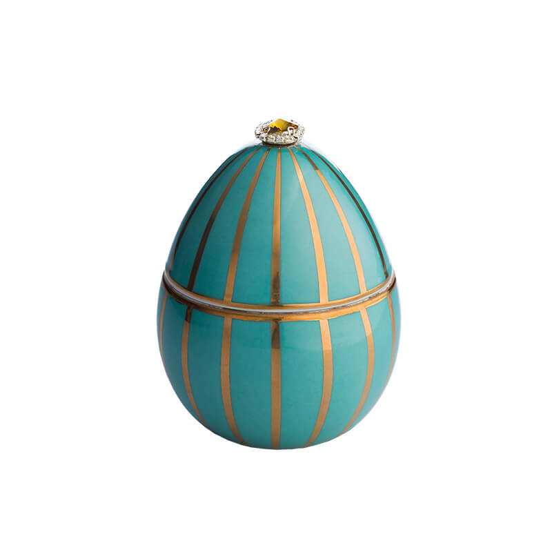 VELA Ovo Turquesa Riscas Ouro18k