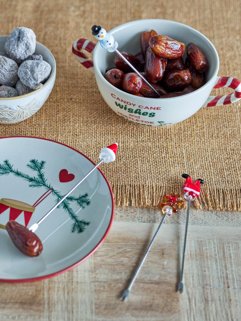 Set 4 Garfos Cocktail Vidro Natal 12cm