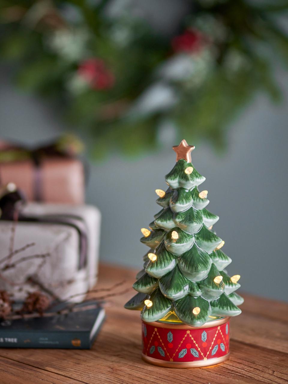 Árvore de Natal c/ Luzes Ceramica Verde 26cm