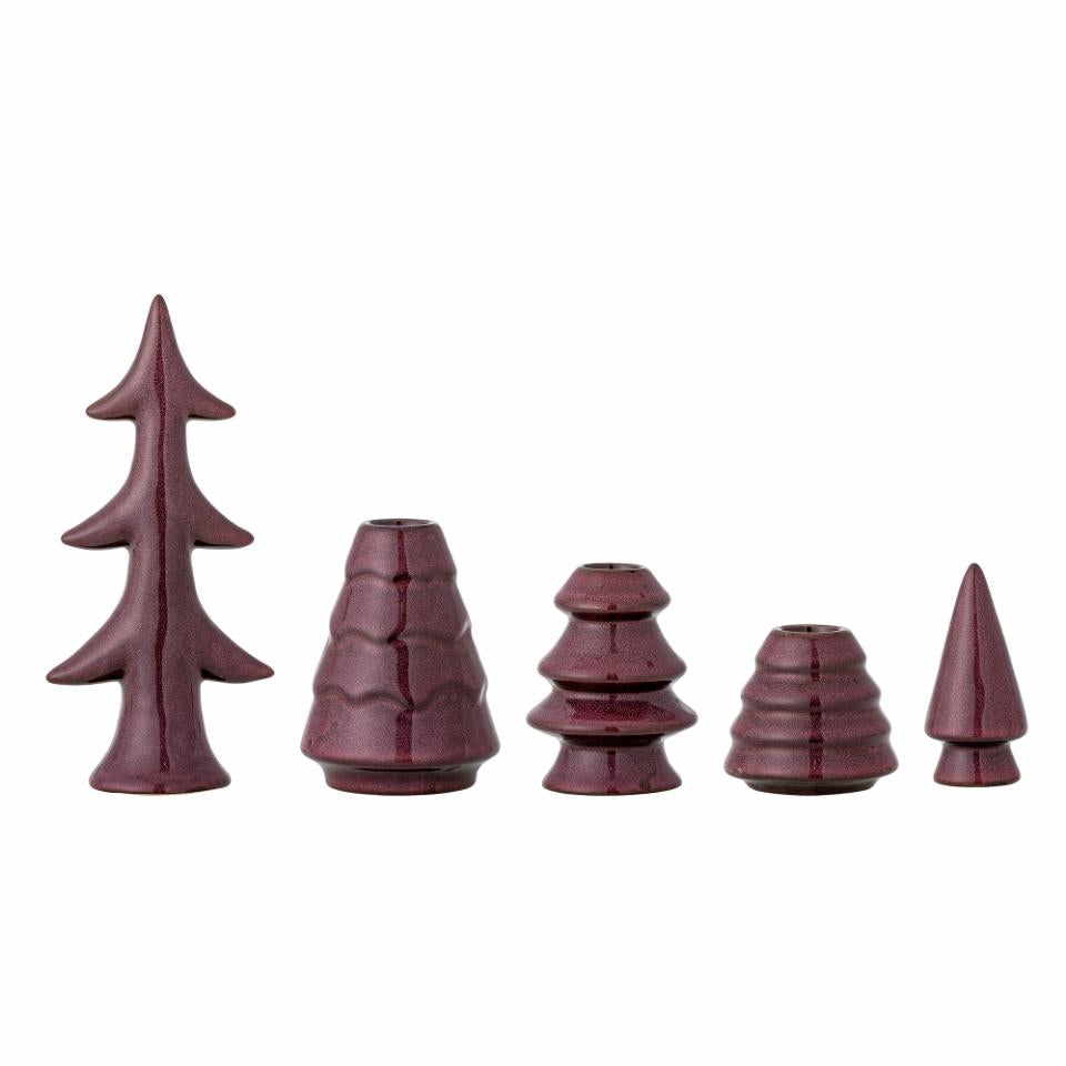 Set 5 Candelabros Floresta Vermelho 19cm
