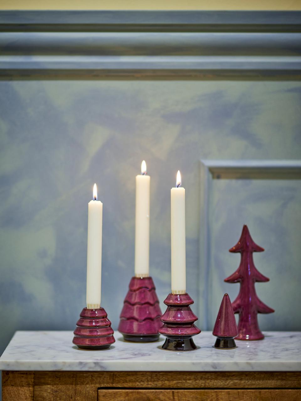 Set 5 Candelabros Floresta Vermelho 19cm