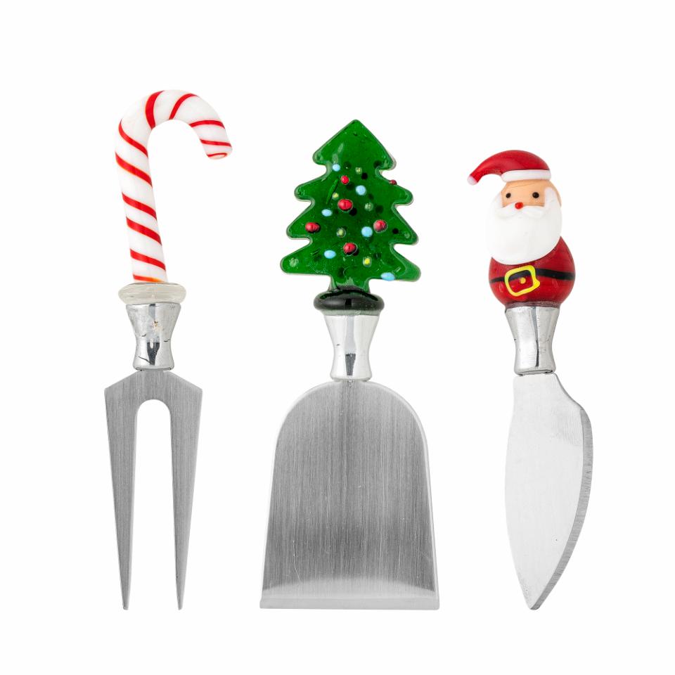 Set 3 Utensílios para queijo Vermelho e Vidro