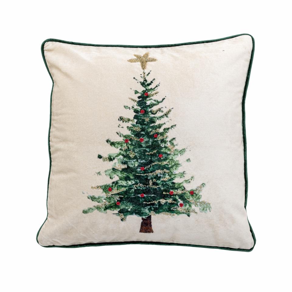 Almofada Branca c/ Árvore de Natal 45x45cm