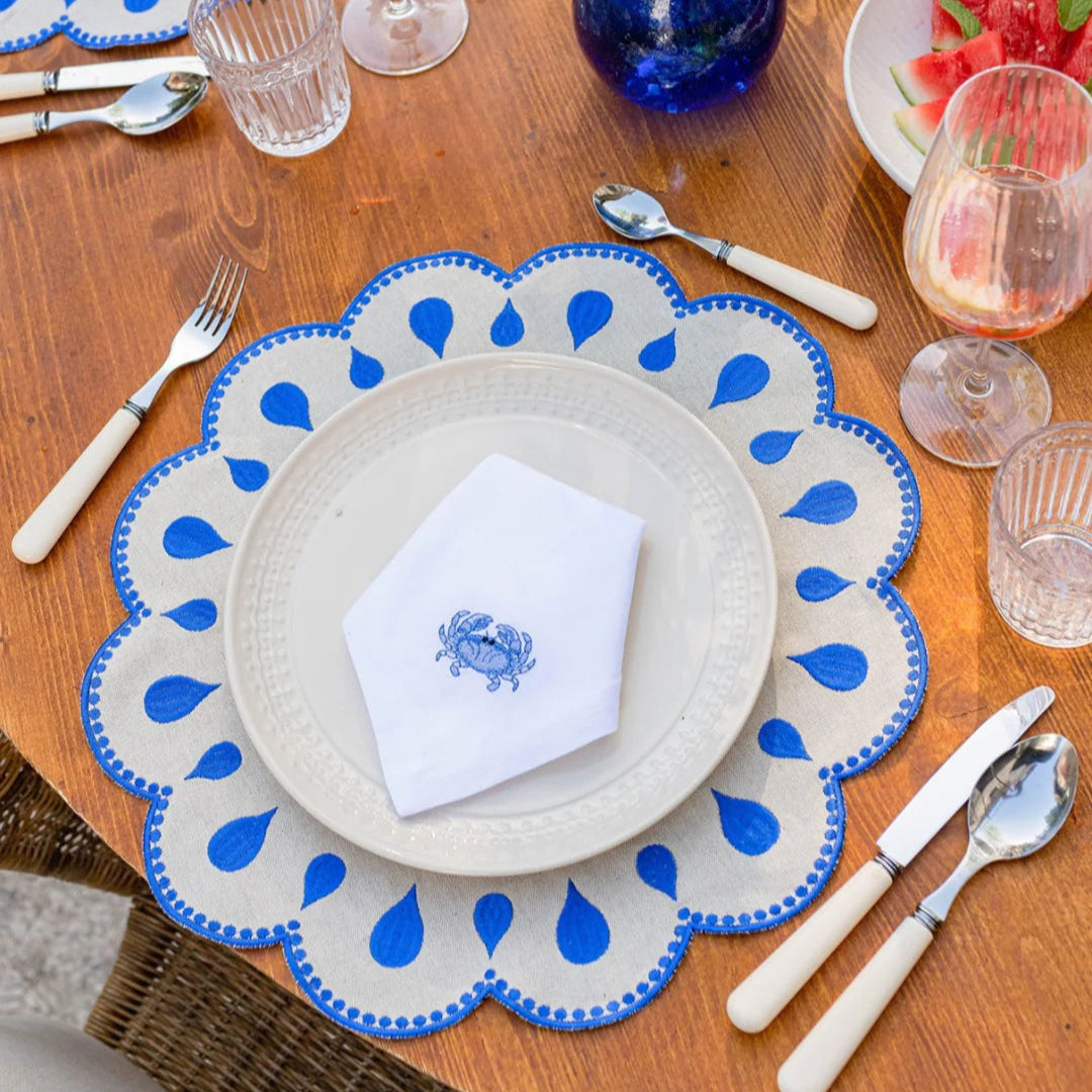 Individual Gotas, Bege com Azul