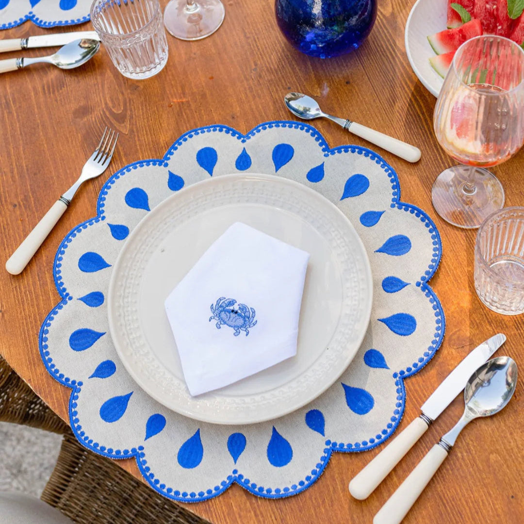 Individual Gotas, Bege com Azul