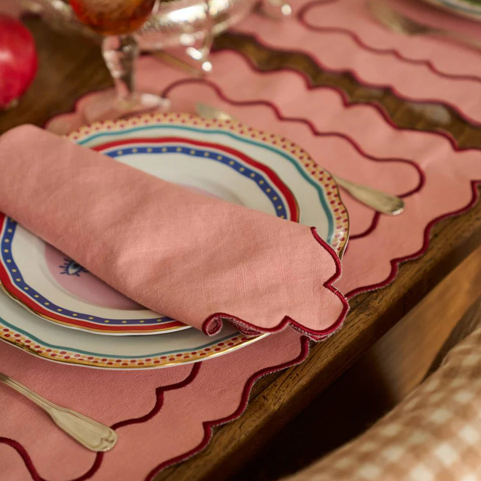 Guardanapo Ondulado, Salmão com Vermelho