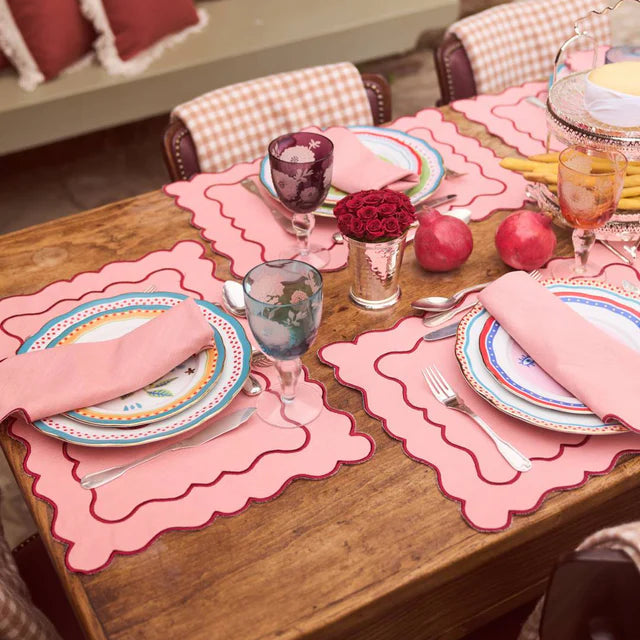 Guardanapo Ondulado, Salmão com Vermelho