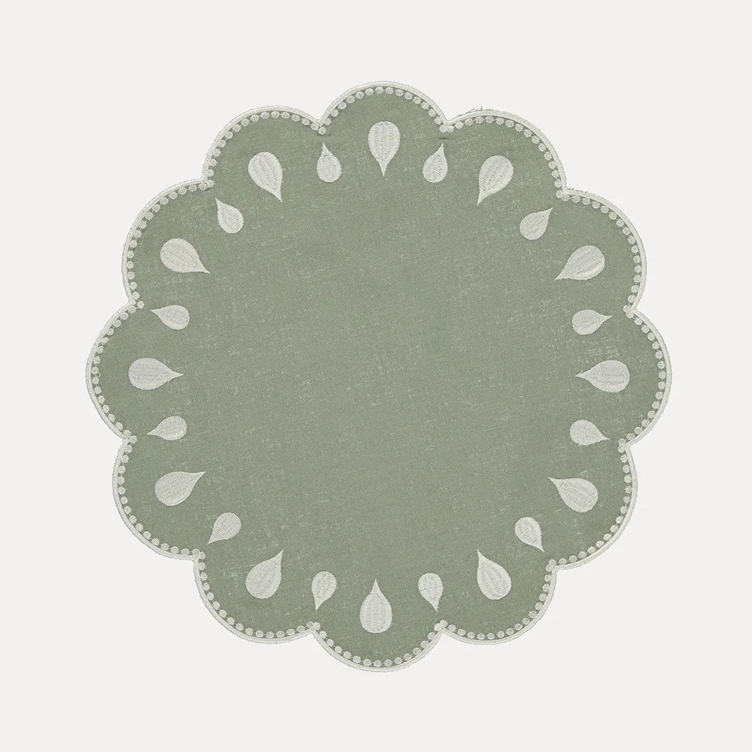 Individual Gotas, Verde Claro com Branco
