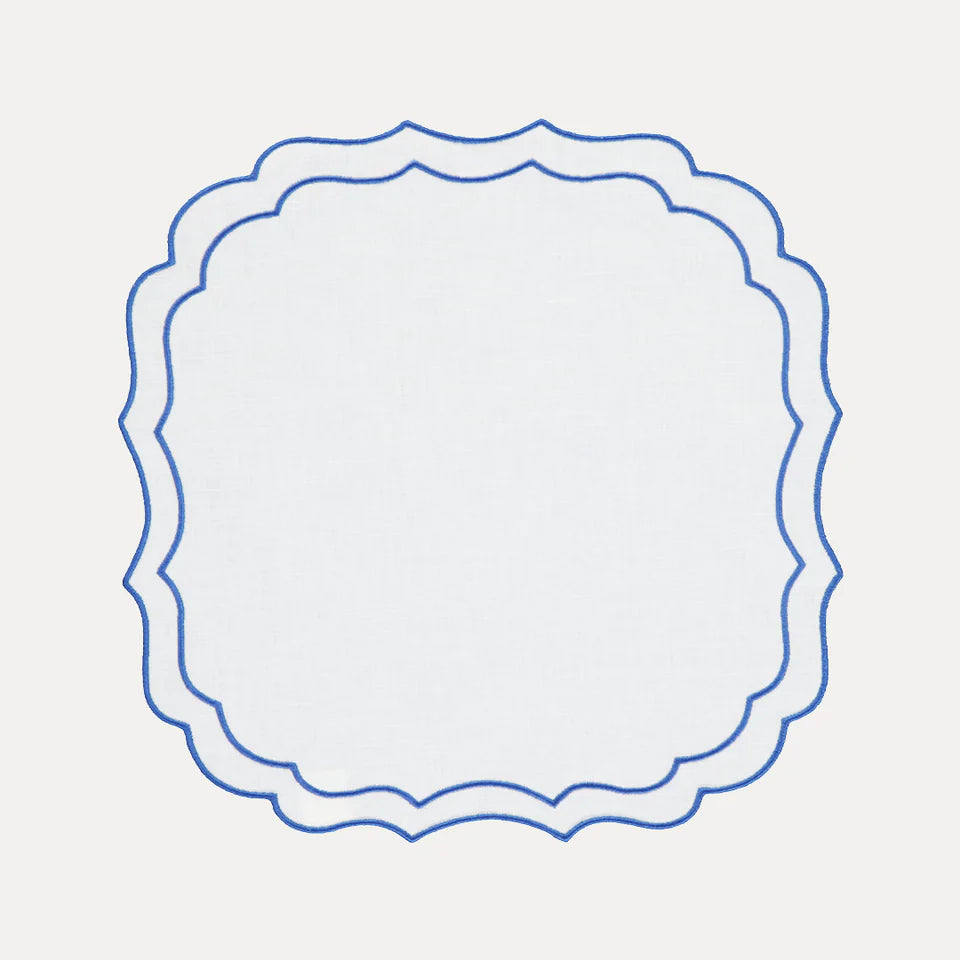 Individual Greta Branco com Azul Antinódoas 38x38cm