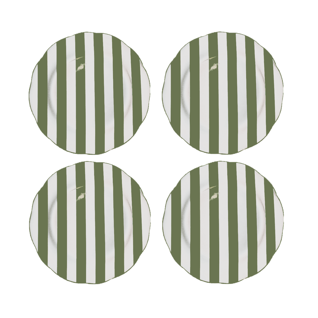 Set 4 Pratos às Riscas Verde D26cm