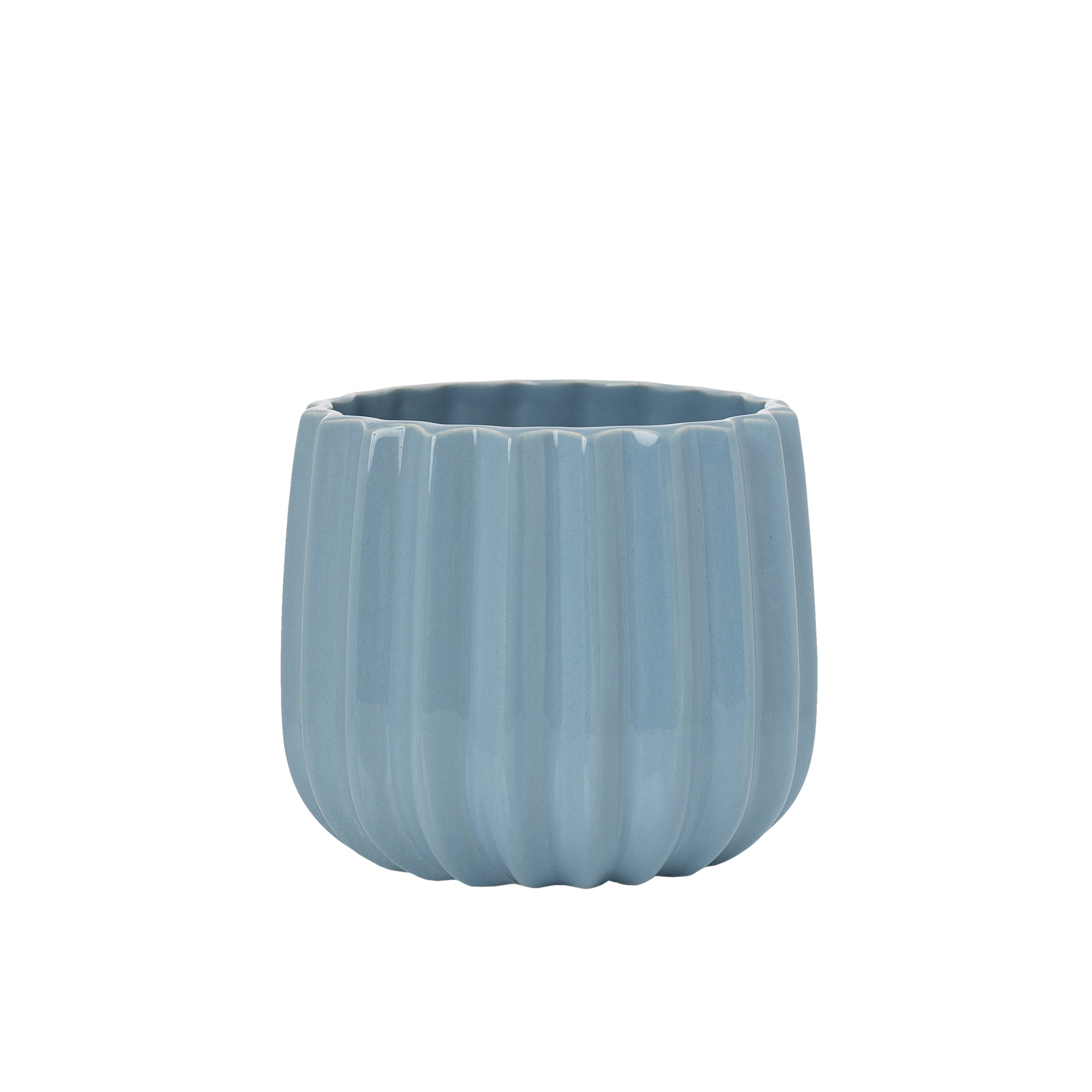 Vaso Azul Plissado 14cm