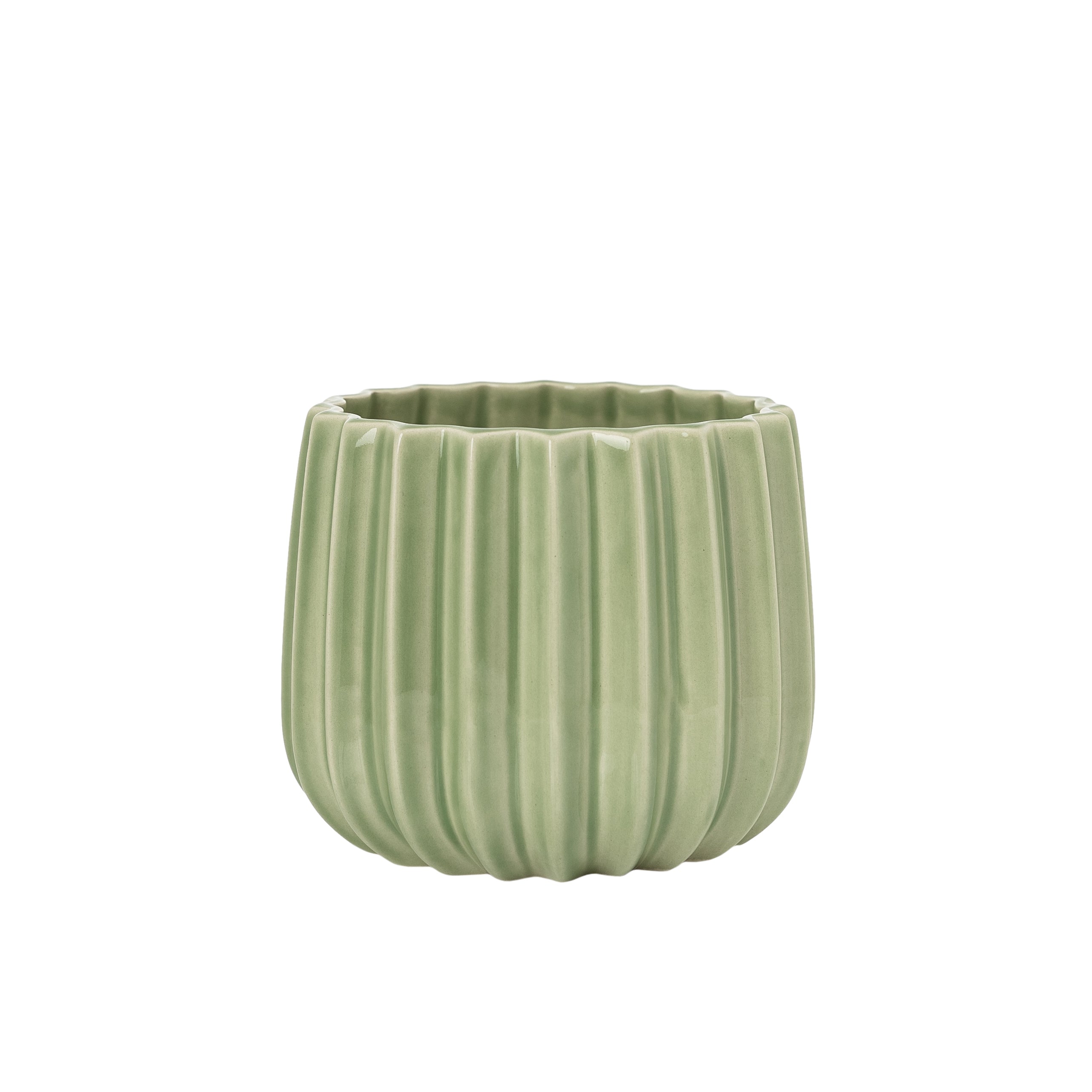 Vaso Verde Plissado 14cm