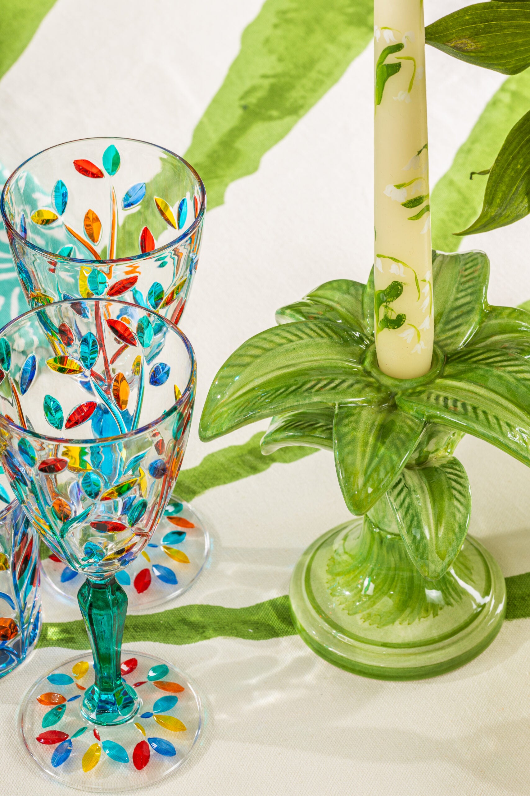 Candelabro Palmeira Verde 15cm