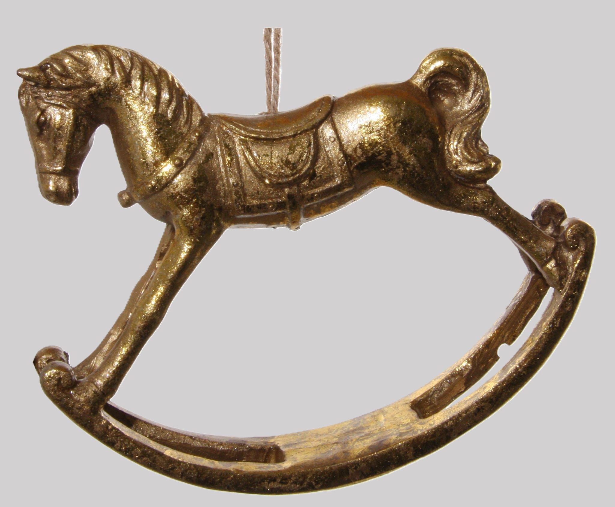 Penduro Cavalo Baloiço Vintage Dourado 12cm