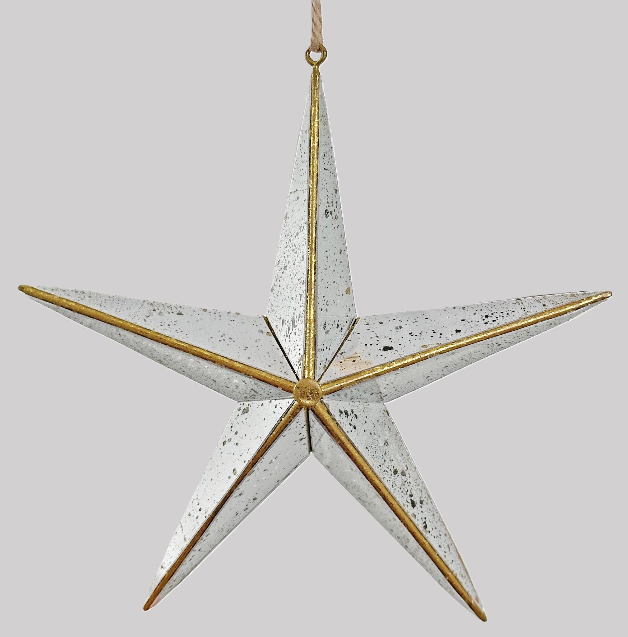 Penduro Estrela espelhada prateada e dourada 20 cm
