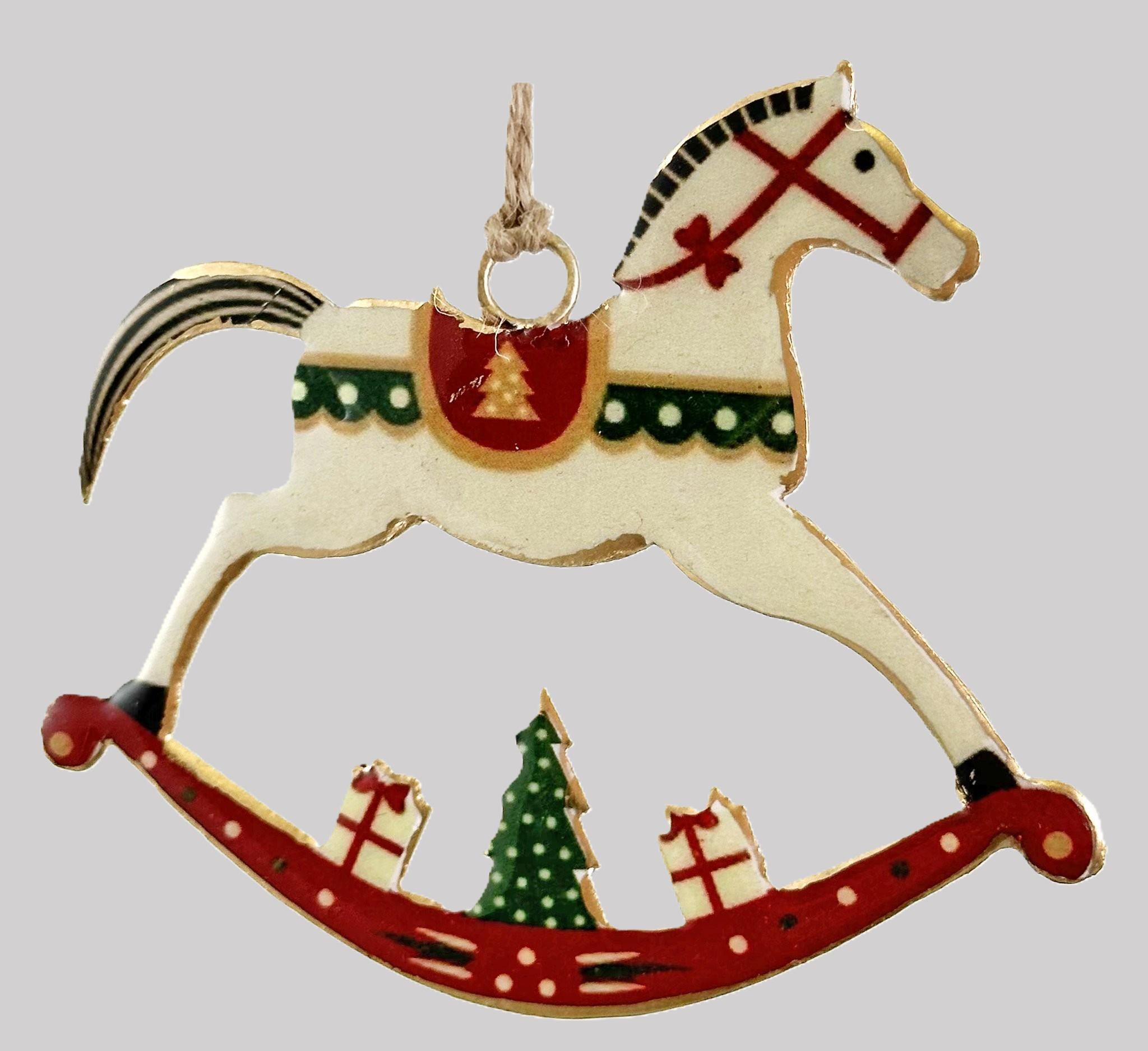 Penduro Rocking Cavalo Baloiço Metal Verde 10cm