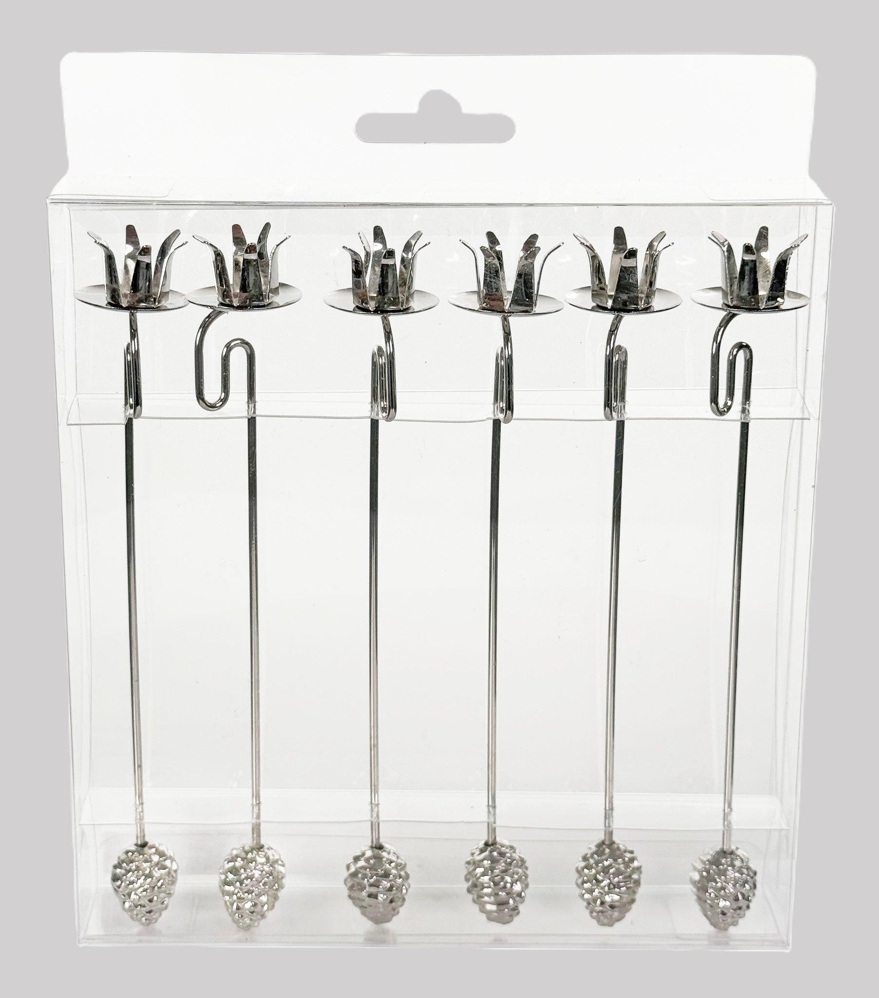 Set 6 mini Castiçais metal árvore metal 17cm