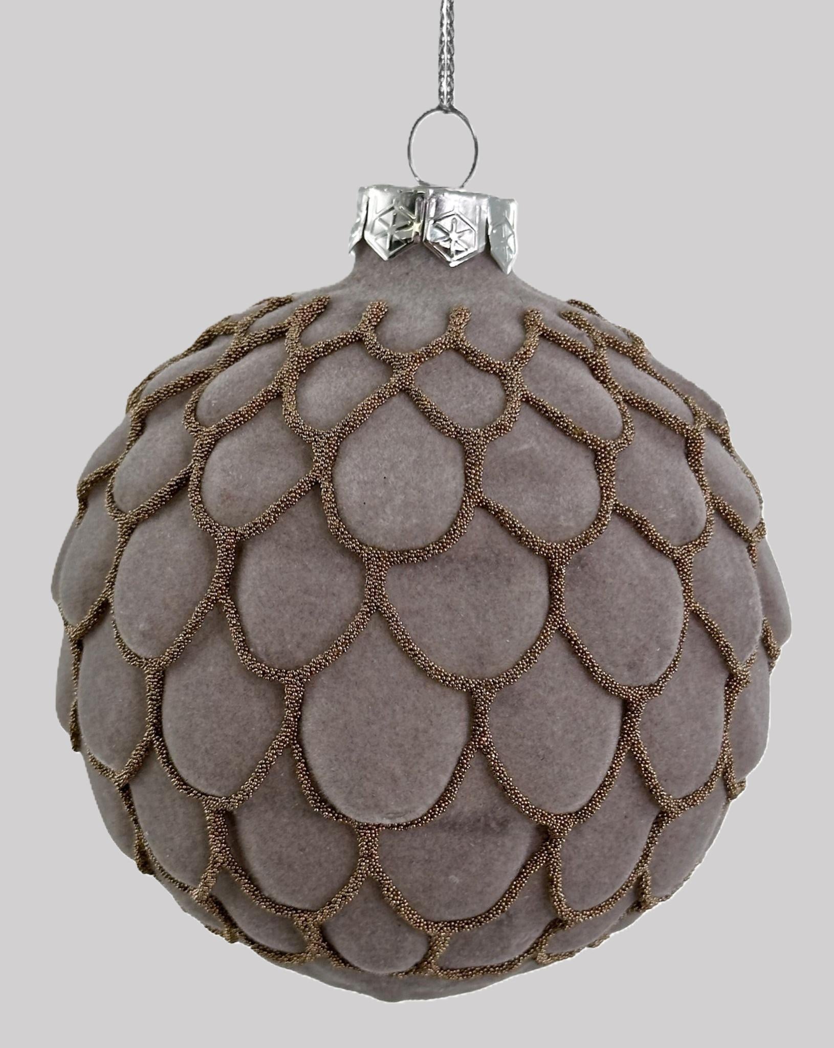 Bola Veludo Vidro Castanha escamas Ø10cm