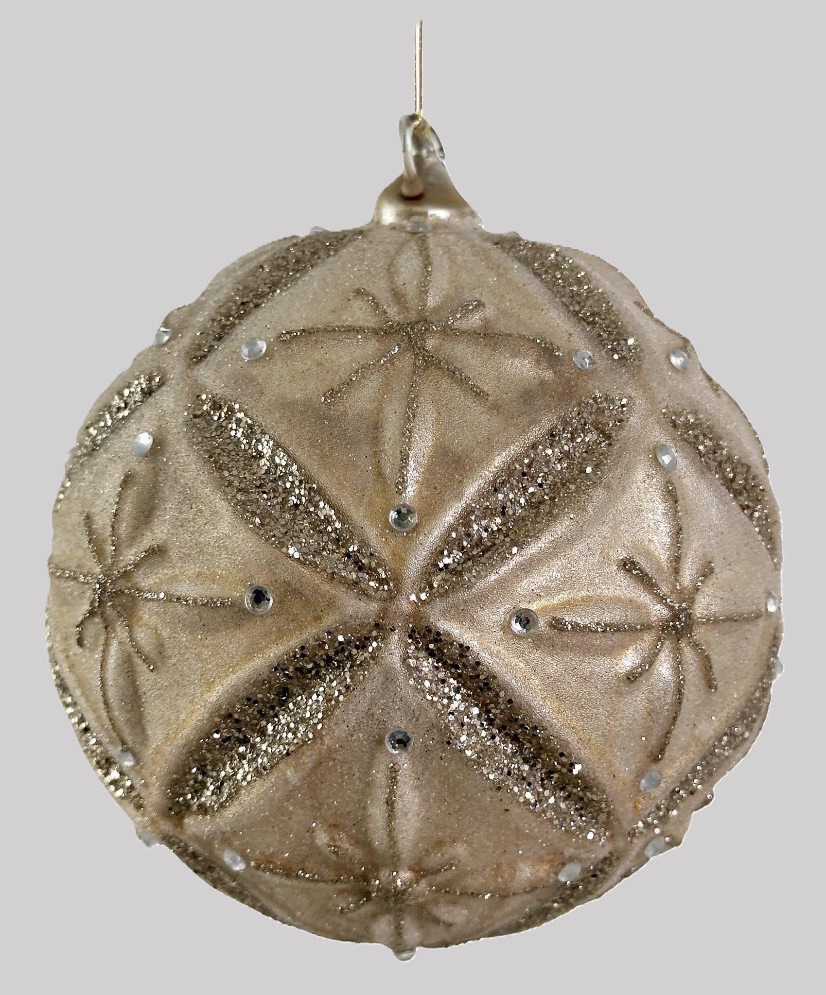 Bola Floral Vidro Bege Champagne Ø12cm