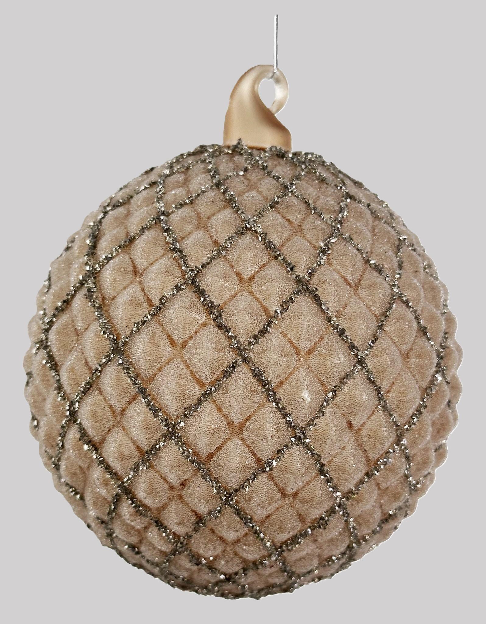 Bola Vidro Castanha glitter prateada Ø10cm