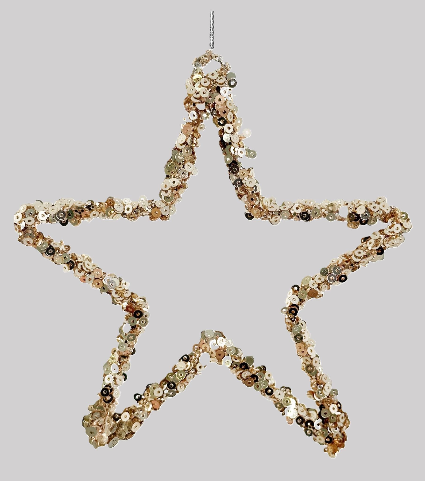 Penduro Estrela Lantejoulas champagne 12cm