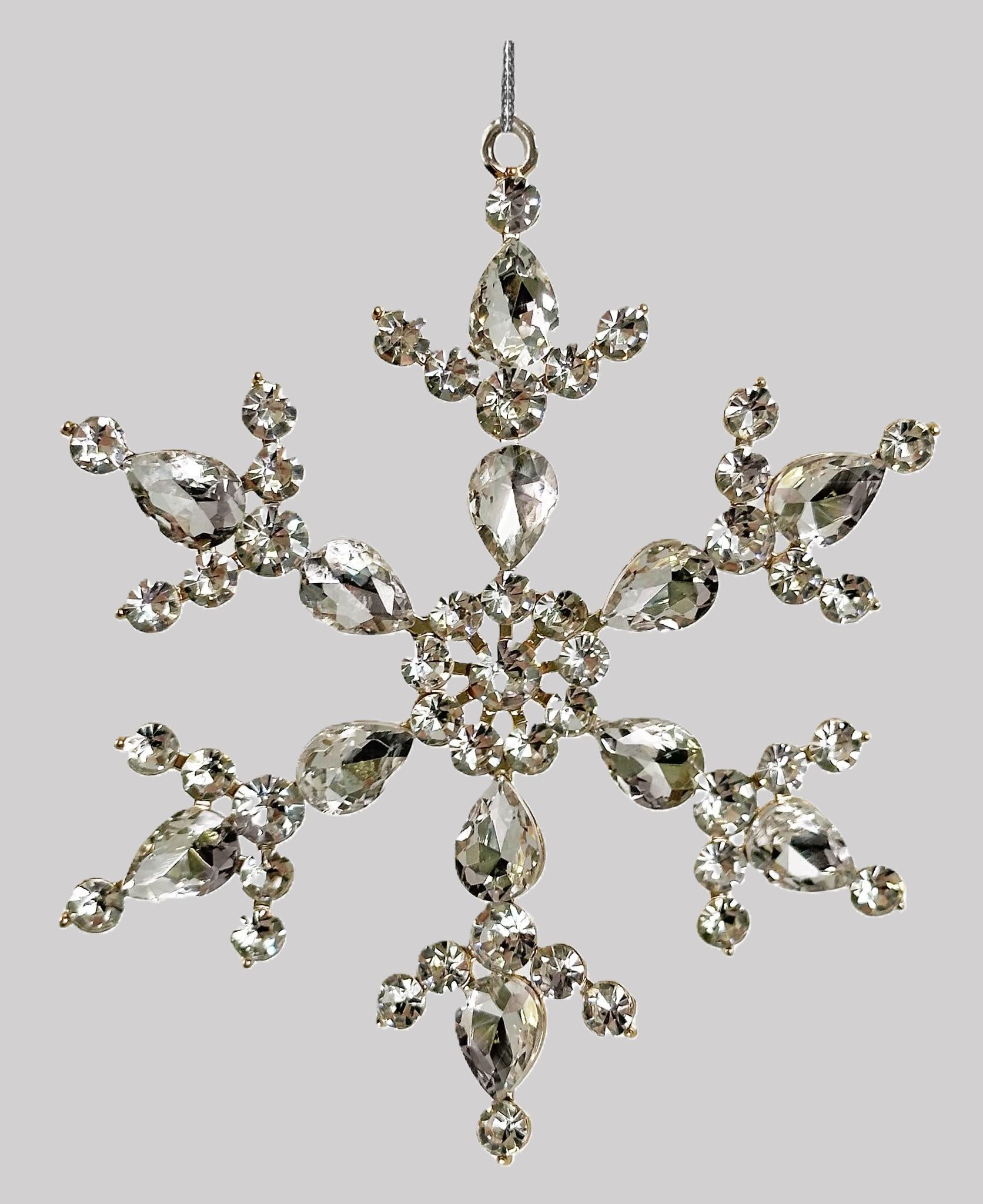 Penduro Floco de Neve jewel prateado e dourado 12cm